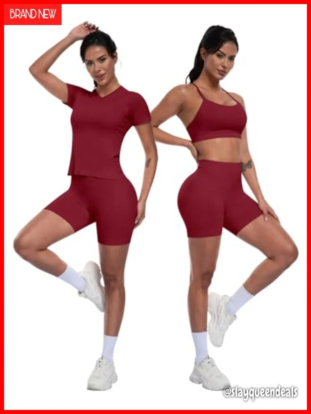 Seamless 3 Piece Workout Set Racerback Sports Bra Tank Top Gym Shorts